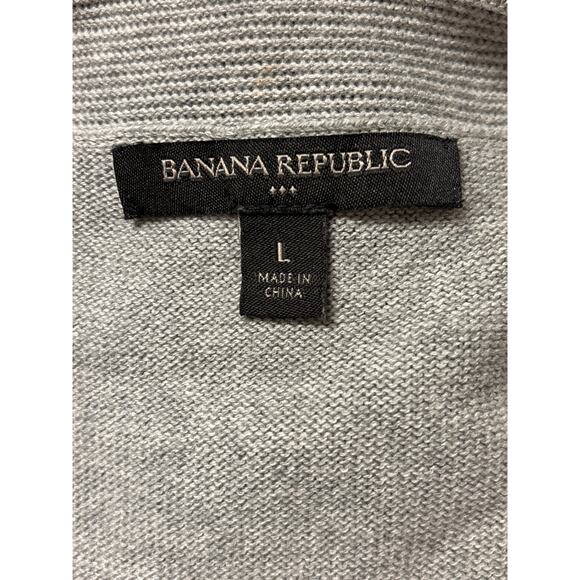 Banana Republic Taupe Chevron Knit Zip-Up Cardigan Sweater L - Picture 4 of 5